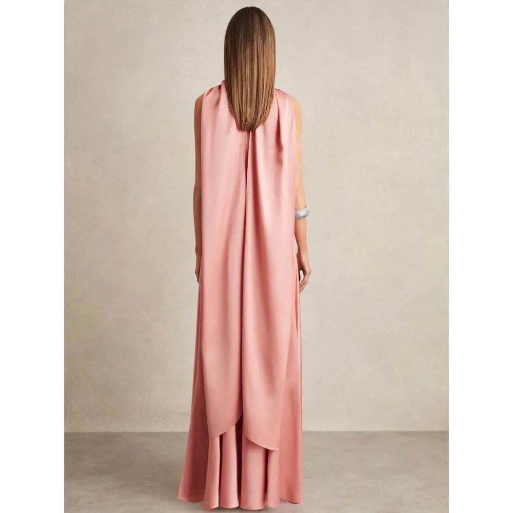 REISS FAE Satin Cape Maxi Dress